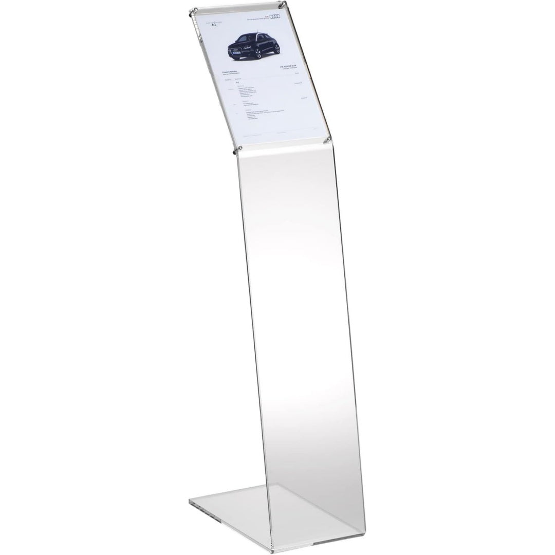 Leggii e podi Tecnostyl, Leggio in Plexiglass Trasparente con Porta Avvisi Formato A4, Mi