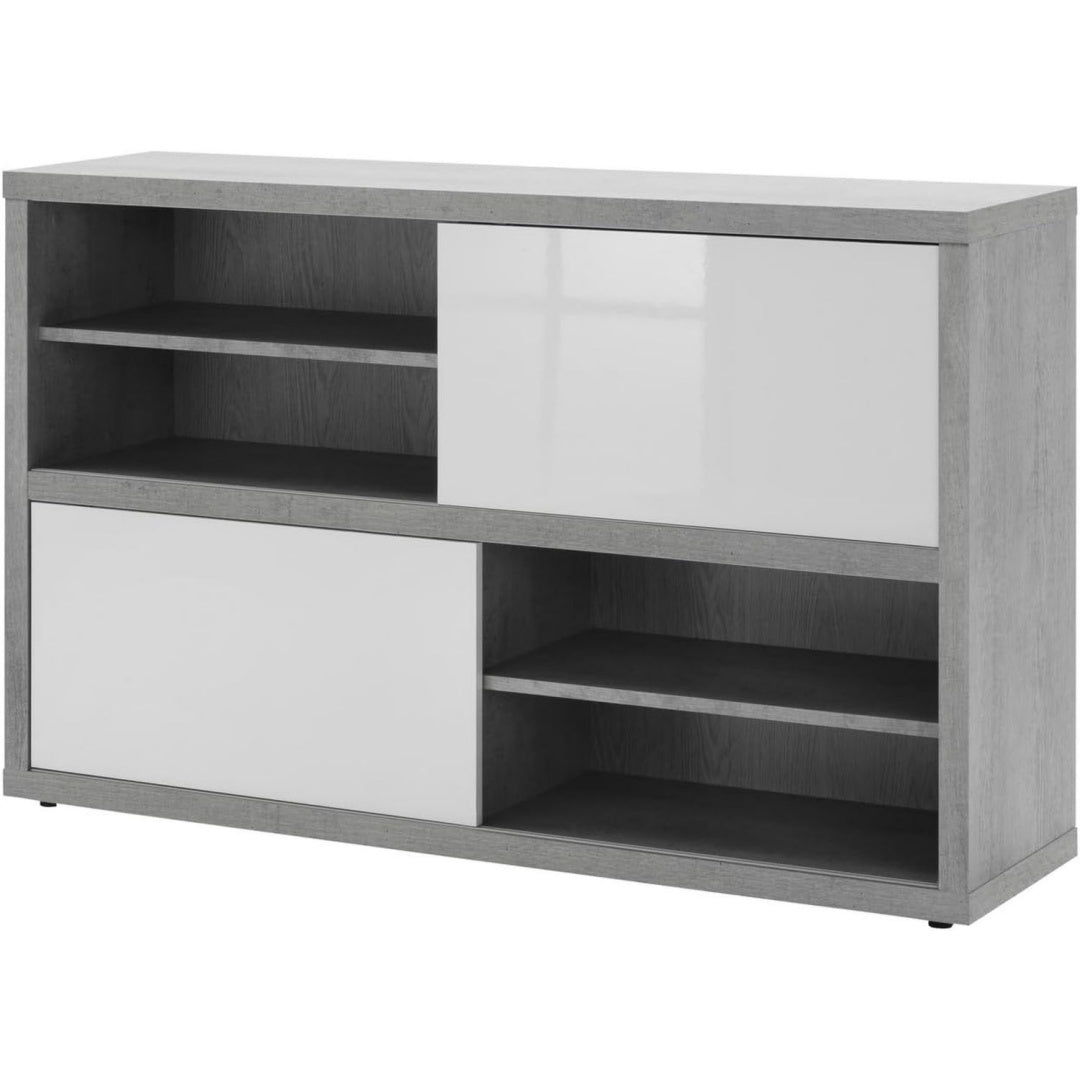 Libreria con cassetti bianco