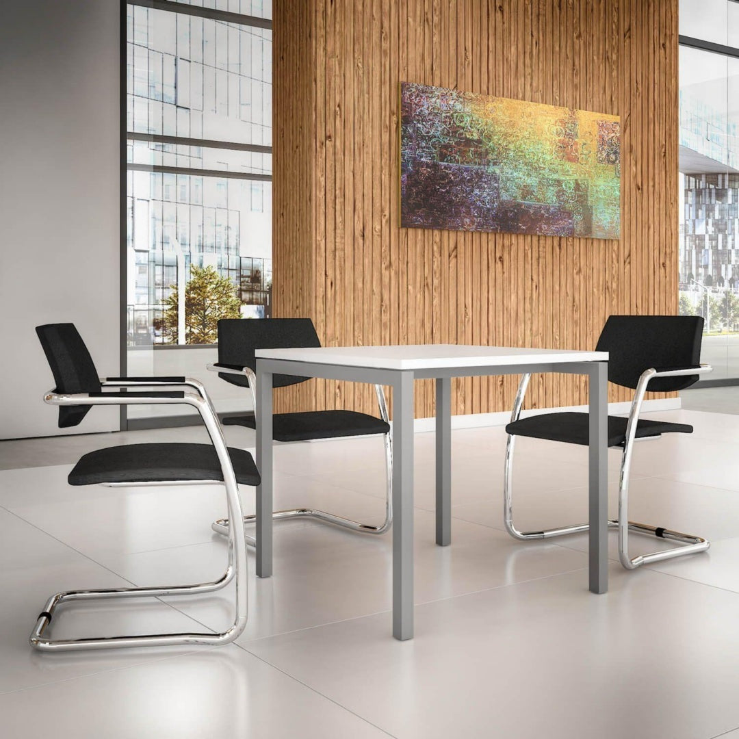 Tavolo Tavolo professionale per riunioni 80 x 80 cm NOVA U bianco telaio argento 4